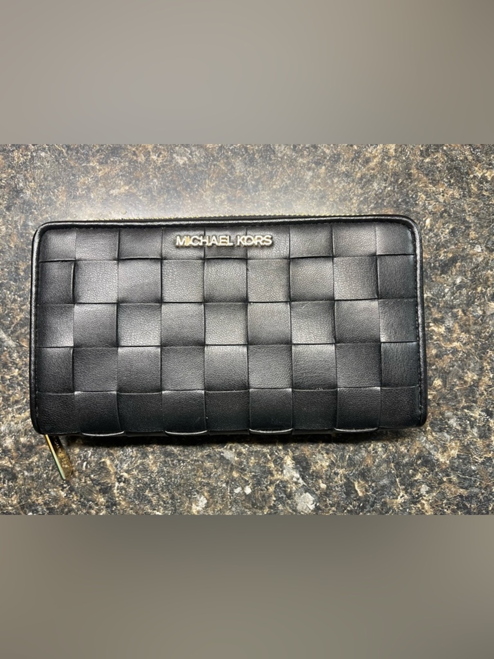 Michael Kors Black Woven Leather Wallet